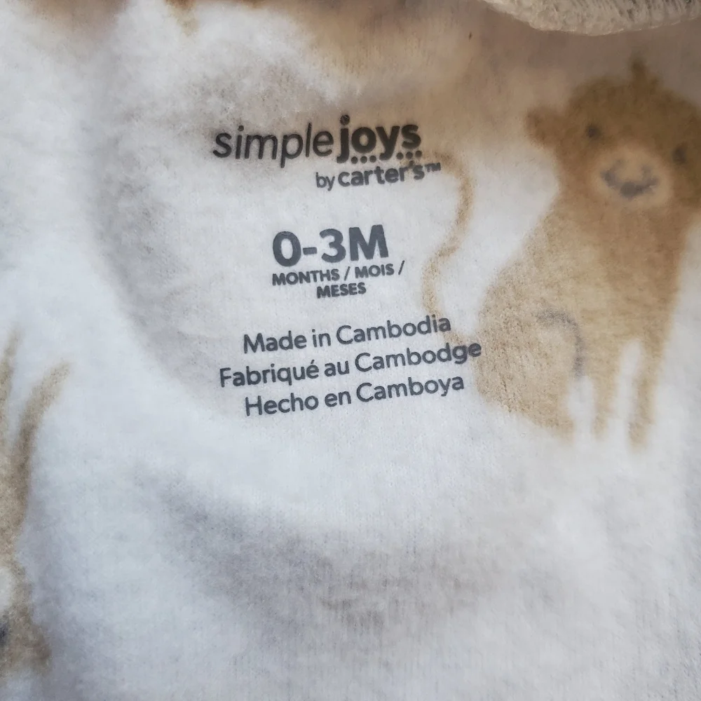 Simple Joys By Carters Fleece Zippered Footed‎ Pjs Size 0-3 Months Bundle
